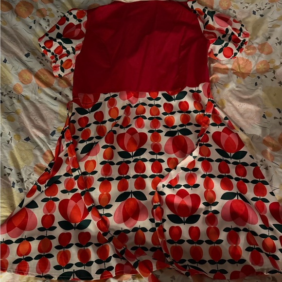 Smak parlor plus size 1970s red orange tulip mini shirt dress size 1X - Picture 6 of 8